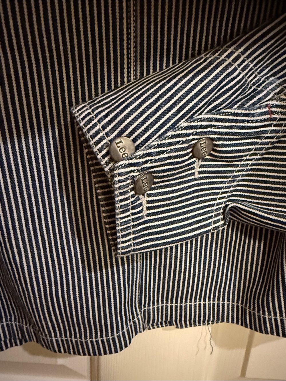 Lee Striped Blue and White Cropped Jean Jacket Kacey Lee Musgraves - Picture 10 of 15